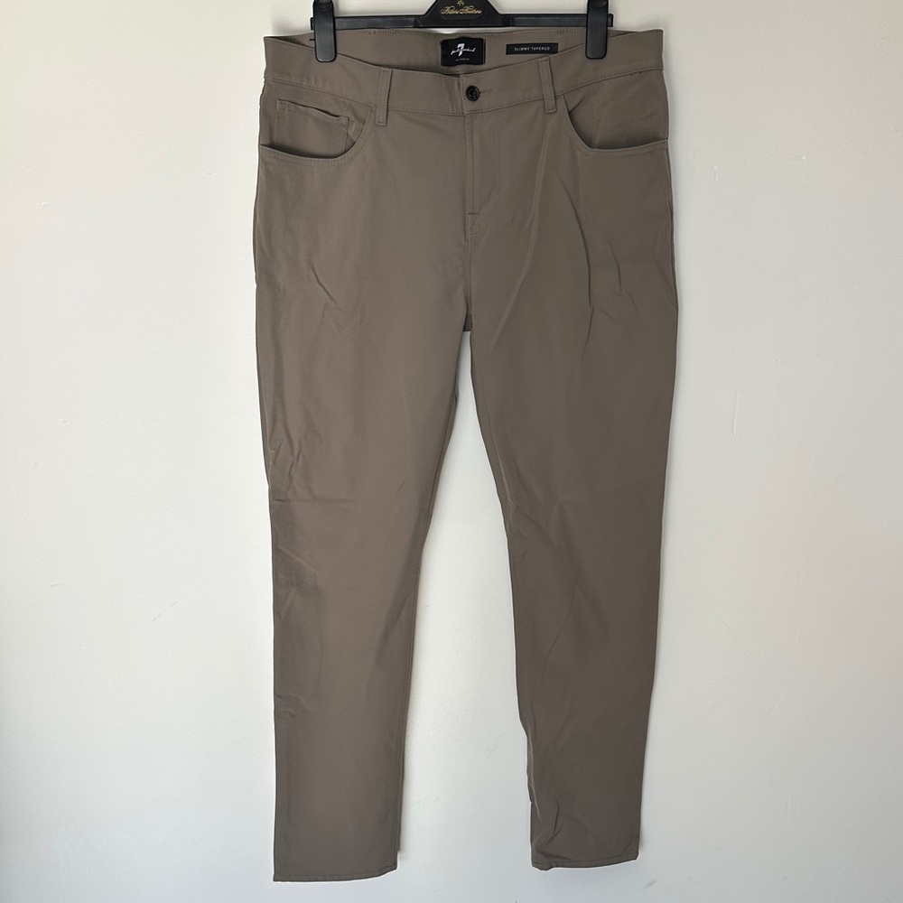 7 For All Mankind Tan skinny tapered Chinos 38